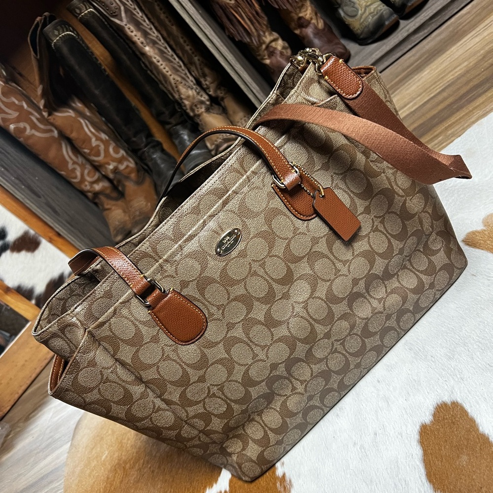 Coach Tan and Brown Signature Tote
